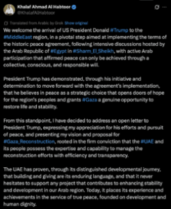 “Empresário Emiradense Apresenta Plano para Recontrução de Gaza”